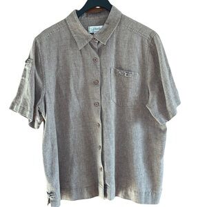 C.J. Banks Brown Short Sleeve button down Shirt size X = 14W